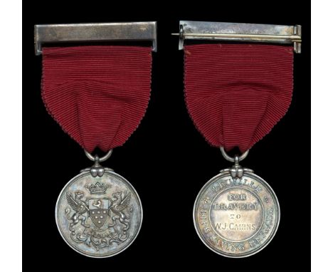 France, Third Republic, Leuville Life Saving Brigade Bravery Medal, silver, reverse engraved ‘To W. J. Cairns’, with top silv