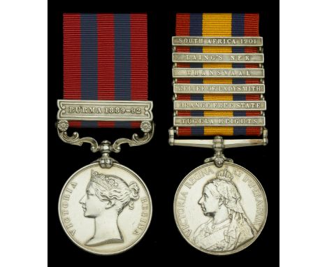 Pair: Private C. F. J. Gibson, Devonshire Regiment  India General Service 1854-95, 1 clasp, Burma 1889-92 (2561 Pte. C. F. J.