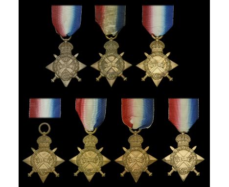 1914 Star (6257 Gnr: H. E. Rose. R.F.A.); 1914-15 Star (6) (L-109 Gnr. A. Branton. R.F.A.; 267. Dvr. C. P. Carlson. H.A.C.; 7