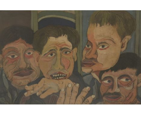 *Guiseppe Serafini (Italian, 1915-1987)PORTRAIT OF FOUR MENSigned l.l., incised in oil48 x 68cm *Artist's Resale Right may ap
