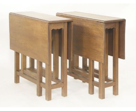 Two Heal's light oak gateleg tables,with moulded edges,76.5cm wide102.5cm open (2)