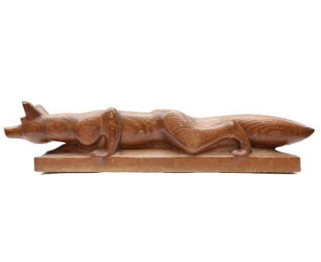 Donald Potter (1902-2004),study of a fox, carved wood ,105cm longDonald Potter was born near Sittingbourne, Kent, the son of 