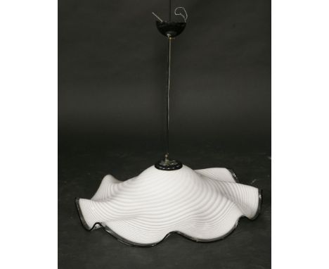 A Murano glass ceiling light,c.1970, with an opaque white stippled glass shade,65cm diameter approximately