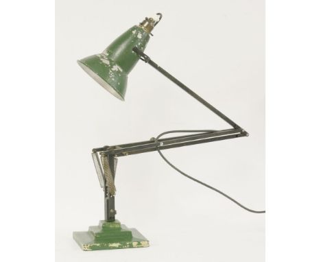 An 'Anglepoise' lamp,designed by Herbert Terry, in green and black