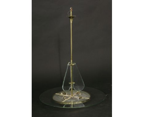 A light pendant,with a clear glass shade and details, after a design by Gio Ponti,60cm diameter85cm high