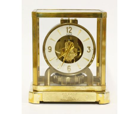 A Jaeger-LeCoultre 'Atmos' clock,caliber 528-6, with an inscription plate 'John Kusznir 1934-1959 Chevrolet Gear and Axle',23
