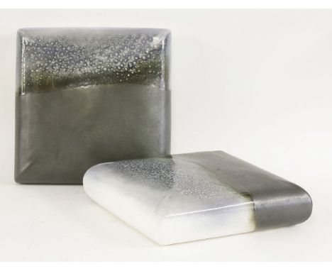 Karin Schösser (b.1966),'Horizon Mauve/Black III' and 'Horizon Mauve/Black IV', two ceramic panels, both signed, impressed ma