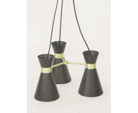 A three-light hanging pendant,123cm high