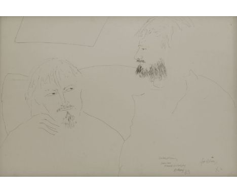 *John Bellany RA (1942-2013)STUDY OF TWO MENSigned and inscribed 'Graham and Morag, Dublin Street, Memories of a lovely day..