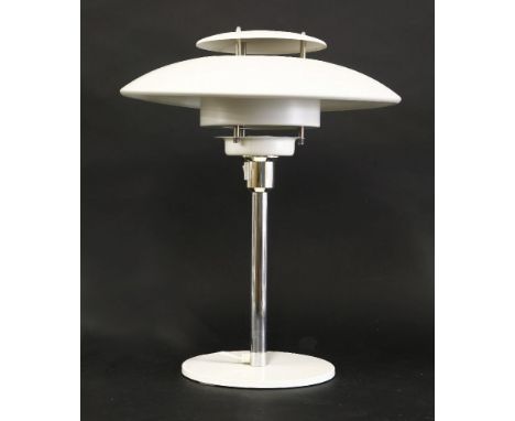 A Danish chrome and white table lamp, 50cm high