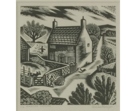 *Gwenda Morgan (1908-1991)ROADSIDE COTTAGE;THE SEASONSWood engravings, both signed and inscribed with title in pencil, number