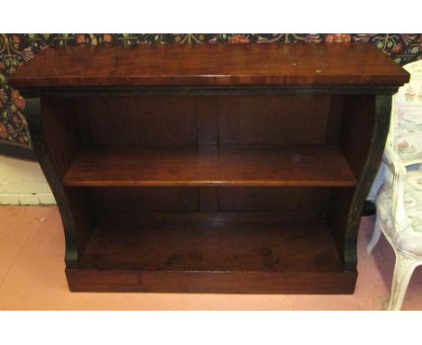 OPEN BOOKCASE, 19th century mahogany, curved and ebonised, the sides enclosing one shelf, 38cm D x 122cm W x 96cm H. 