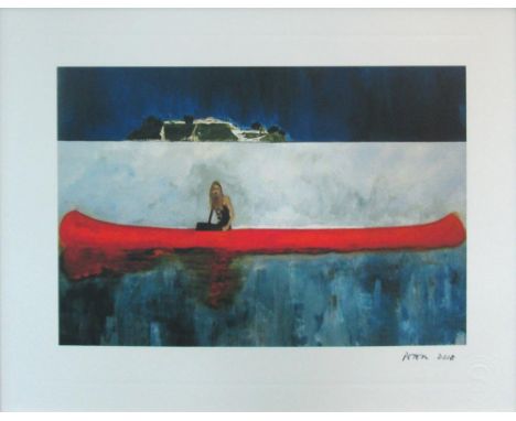 PETER DOIG (Scottish, b.1959), 'Red canoe', lithograph in colours, 28cm x 38cm, limited edition, with certified watermark and