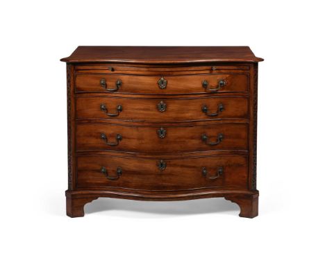 A GEORGE III MAHOGANY SERPENTINE FRONTED BACHELOR'S CHEST OF DRAWERS  CIRCA 1770 With a brushing slide 86cm high, 106cm wide,