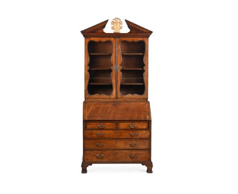 A GEORGE III MAHOGANY BUREAU BOOKCASE  IN THE MANNER OF GILES GRENDEY OR WILLIAM HALLET, CIRCA 1760 141cm high, 107cm wide, 5