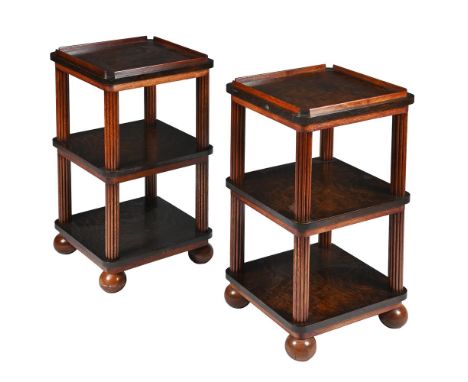 A PAIR OF STAINED HARDWOOD 'LANGLEY' ETAGERES OR SIDE TABLES  BY ROBERT KIME LTD., LATE 20TH OR EARLY 21ST CENTURY Each with 