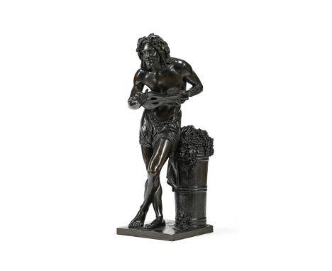 AFTER FRANCISQUE JOSEPH DURET (FRENCH 1804-1865), A BRONZE FIGURE OF A BACCHIC MUSICIAN  LATE 19TH CENTURY  The standing figu