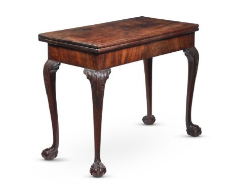 AN EARLY GEORGE III MAHOGANY FOLDING CARD TABLE CIRCA 1760 73cm high, 91cm wide, 45cm deep (when closed)