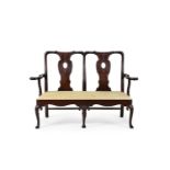 A GEORGE II IRISH MAHOGANY DOUBLE CHAIR BACK SETTEE, MID 18TH CENTURY