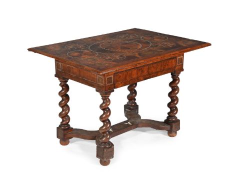 Y A DUTCH OLIVEWOOD OYSTER VENEERED, WALNUT AND MARQUETRY SIDE OR CENTRE TABLE LATE 17TH CENTURY AND LATER With bone, ivory a