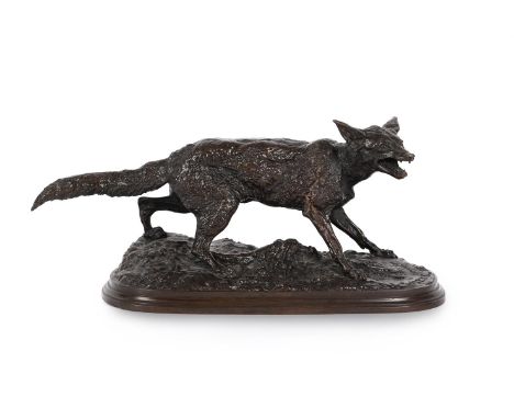 PIERRE-JULES MÊNE (FRENCH, 1810-1871), AN ANIMALIER BRONZE 'GROWLING FOX'  MID TO LATE 19TH CENTURY  Signed and dated 1847 to