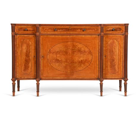 Y A REGENCY SATINWOOD AND ROSEWOOD SIDE CABINET CIRCA 1820 87cm high, 140cm wide. 44.5cm deepProvenance: Purchased from Malle