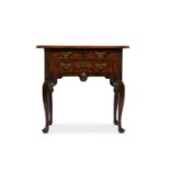 Y AN UNUSUAL GEORGE II OLIVEWOOD AND WALNUT CROSSBANDED SIDE TABLE OR LOWBOY, CIRCA 1750