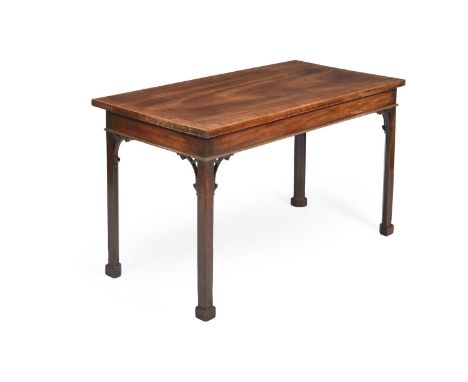 A GEORGE III MAHOGANY AND CROSSBANDED SIDE TABLE  IN THE MANNER OF THOMAS CHIPPENDALE, LATE 18TH CENTURY  80cm high, 137cm wi