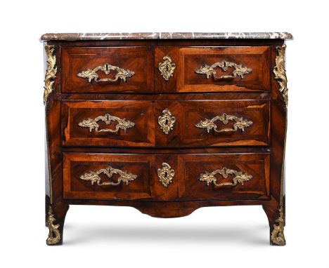 Y A LOUIS XV ROSEWOOD AND ORMOLU MOUNTED SERPENTINE COMMODE BY JEAN DEMOULIN, MID-18TH CENTURY Stamped 'DEMOULIN JME', with r