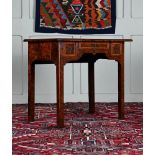 A GEORGE I BURR YEW AND FIGURED OAK CROSSBANDED SIDE TABLE, CIRCA 1720