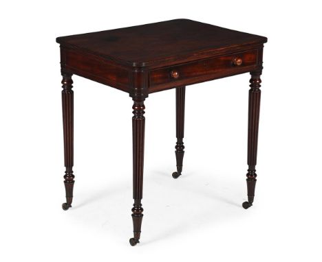 Y A REGENCY MAHOGANY SIDE OR 'CHAMBER' TABLE  ATTRIBUTED TO GILLOWS, CIRCA 1815  With turned solid Goncalo Alves handles and 