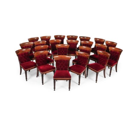 A SET OF TWENTY TWO WILLIAM IV MAHOGANY DINING CHAIRS CIRCA 1835 Each with a curved toprail, buttoned back and seat upholster