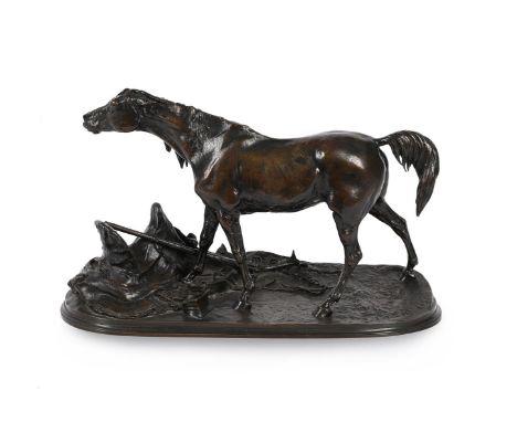 PIERRE-JULES MÊNE (FRENCH, 1810-1871), AN EQUESTRIAN BRONZE 'JUMENT ARABE (NEDJIBE) AVEC HARNACHEMENT'  MID TO LATE 19TH CENT