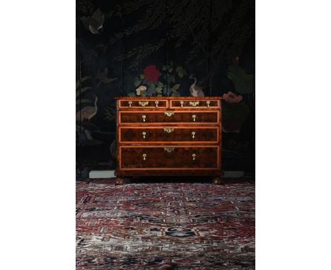 A WILLIAM & MARY OLIVEWOOD OYSTER VENEERED AND HOLLY CROSSBANDED CHEST OF DRAWERS CIRCA 1690 78cm high, 96cm wide, 57cm deepT