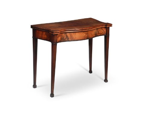 A GEORGE III MAHOGANY SERPENTINE CARD TABLE CIRCA 1780 75cm high, 86cm wide, 45cm deep (when closed)