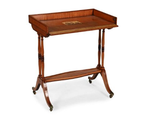 Y A GEORGE III SATINWOOD AND SYCAMORE WORK TABLE OR TRICOTEUSE CIRCA 1790 With tulipwood crossbanding, the gallery with a hin