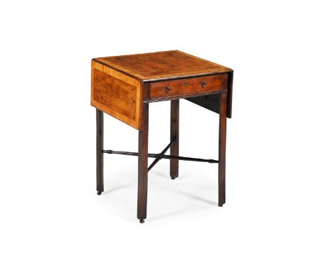 A GEORGE III BURR YEW AND SATINWOOD CROSSBANDED PEMBROKE TABLE IN THE MANNER OF INCE & MAYHEW, CIRCA 1770 The frieze drawer o