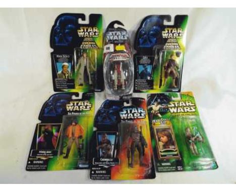 Star Wars - a collection of five Star Wars figures sealed in blister packs to include Jedi Force File, Leia, Chewbacca, Han S
