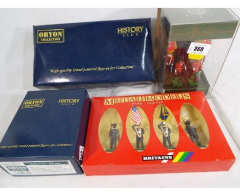 Diecast Toy Soldiers - two 1:32 scale boxed sets by Oryon, French cavalry # 8012 and British cavalry # 6024, Britains US Army