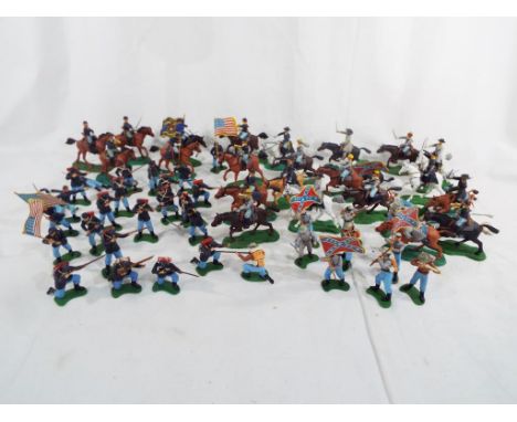 Model / Toy Soldiers - approximately 60 figures by Britains, American Civil War Union Army and Confederate Army, excellent