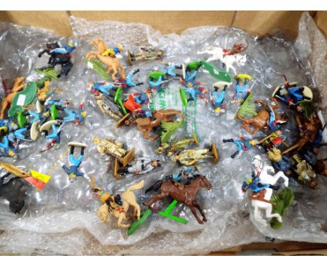 Britains and DelPrado Model Figures - a collection of 40 figures, Red Indians, Confederate Army, UK military and similar, exc