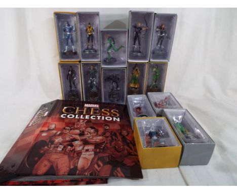 Marvel - 14 Marvel Chess figures manufactured by Eaglemoss to include Dr. Octopus, Black Panther, Taskmaster, Hawkeye, Mandar