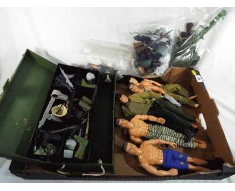 Action Man - a collection of Action Man figures to include some vintage, entitled Eagle Eyes, a military ammunition box conta