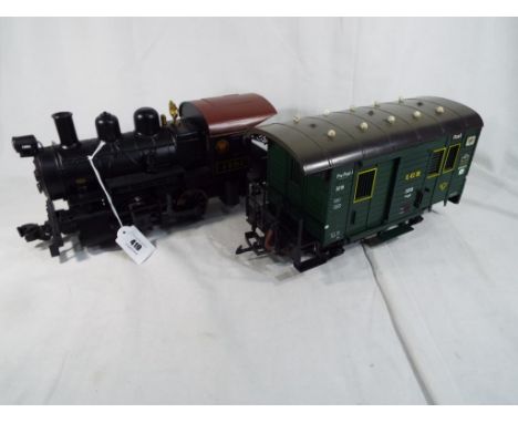 Model Railways by Aristo-Craft - a 0-4-0 locomotive with smoke (oil) and a LGB Post wagon, excellent+ - included in the lot i