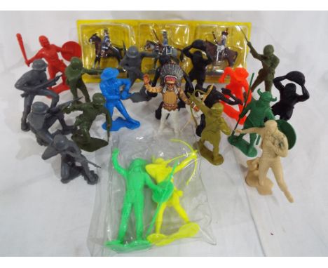 Model / Toy figures - approximately 20 large scale figures by Marx, near mint, and three metal diecast Cavalry, mint in origi