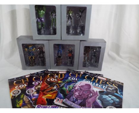 Marvel - five boxed sets of Marvel chess pieces each containing two  figures to include Professor X, Apocalypse, Drax the Des