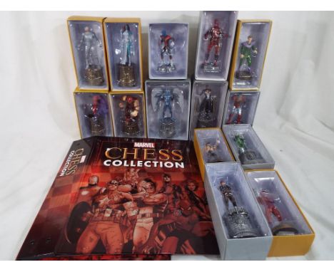 Marvel - fourteen Marvel chess figures to include Ultron, Klaw, Molecule Man, Archangel, Storm, Colossus, Mystique, Nightcraw