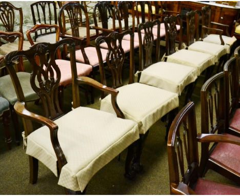 A set of six Chippendale style dining chairs including two carvers 