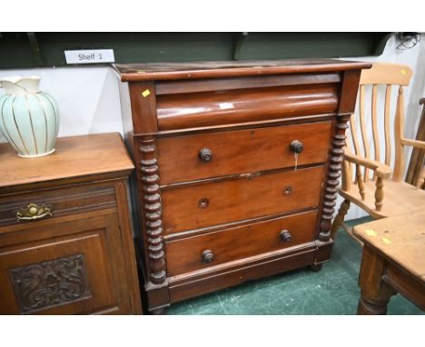 A Victorian mahogany Scotch chest of drawers with four long drawers, height 122 cm, width 110 cm, depth 50 cm