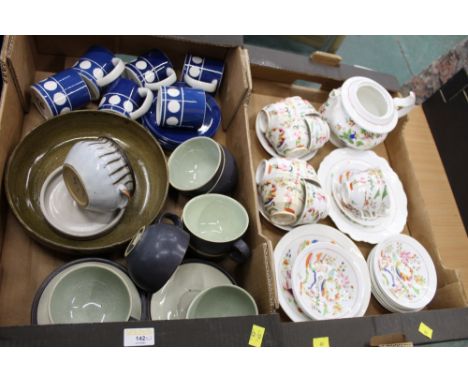 Two boxes of part tea sets, Denby cups and saucers, TG Green, target mark, 1970's etc